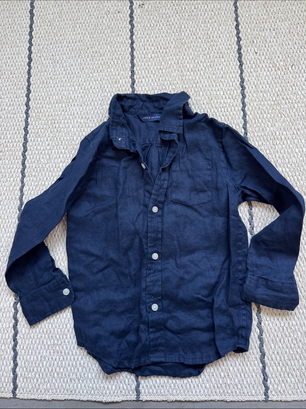 Janie and Jack Navy Blue Long-Sleeve Button-Down Shirt